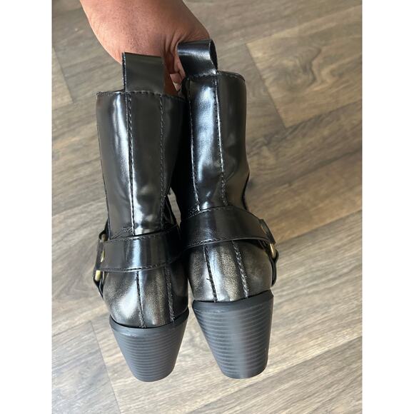 London Rag Dark Olive Green Side Buckle Western Style Ankle Boots Size 8 - Picture 9 of 11